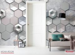 wandverkleidung_wallpaper_hexagons_concrete_fototapete_vliestapete_komar_wohn-room